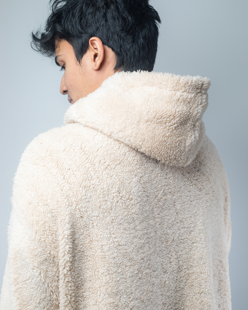 Unisex Cream Oversized Sherpa Hoodie Blankets - Image 9