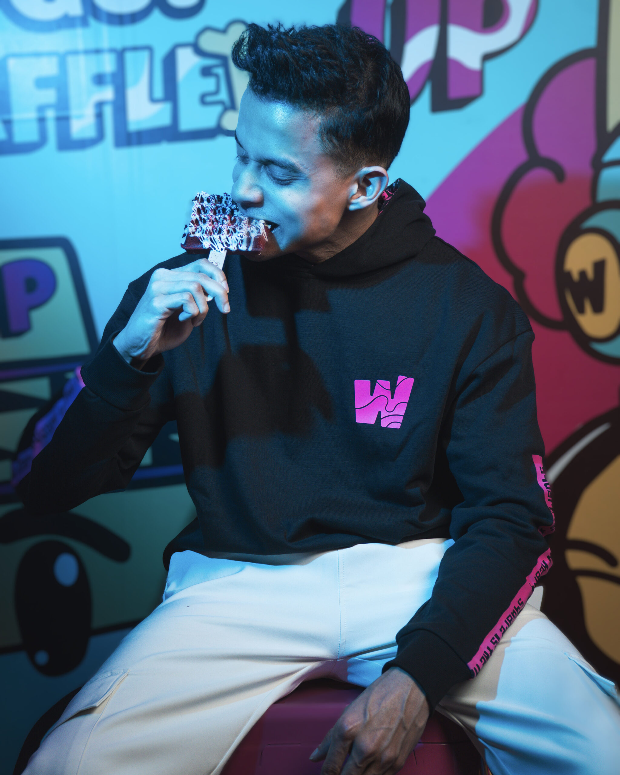 Main Character Energy Printed Unisex Oversized Hoodie in Black | Waffle Up X Gorur Ghash - Image 13