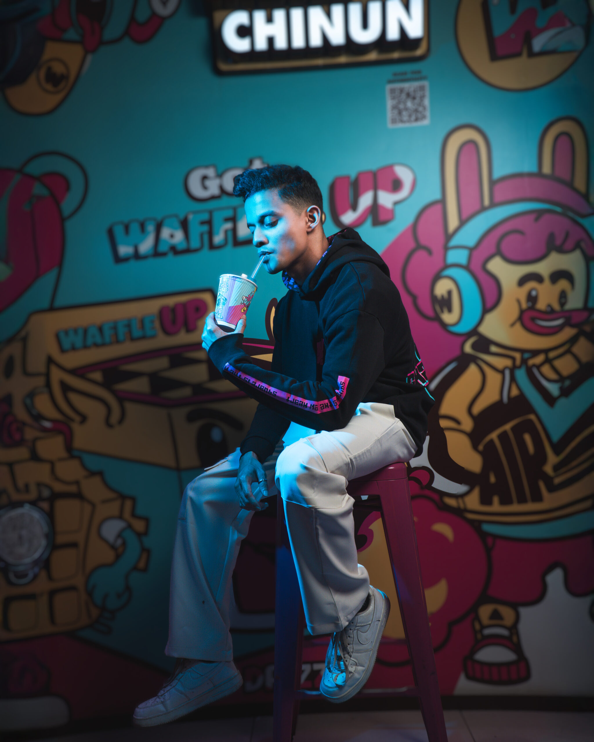 Main Character Energy Printed Unisex Oversized Hoodie in Black | Waffle Up X Gorur Ghash - Image 19