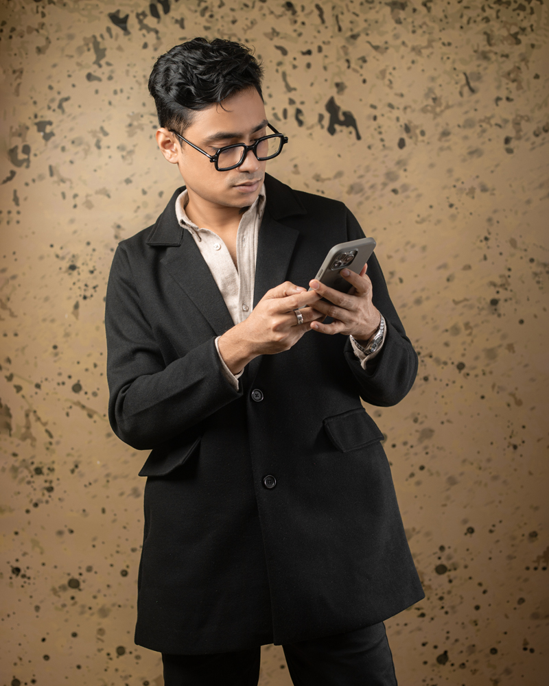 Unisex Wool Blend Overcoat Jacket in Black - Image 2