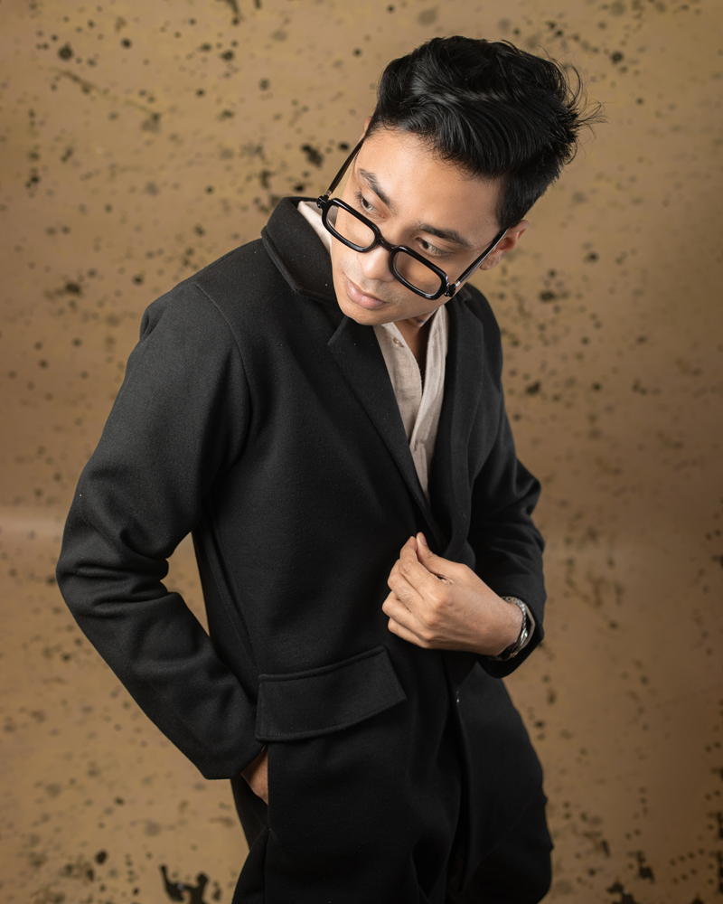 Unisex Wool Blend Overcoat Jacket in Black - Image 3