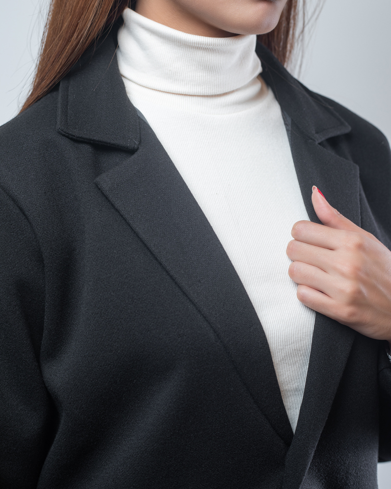 Unisex Wool Blend Overcoat Jacket in Black - Image 12