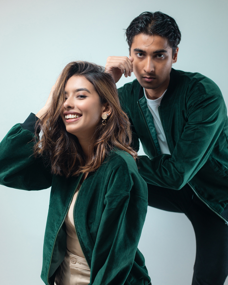 Velvet Bomber Jacket in Bottle Green - Image 2