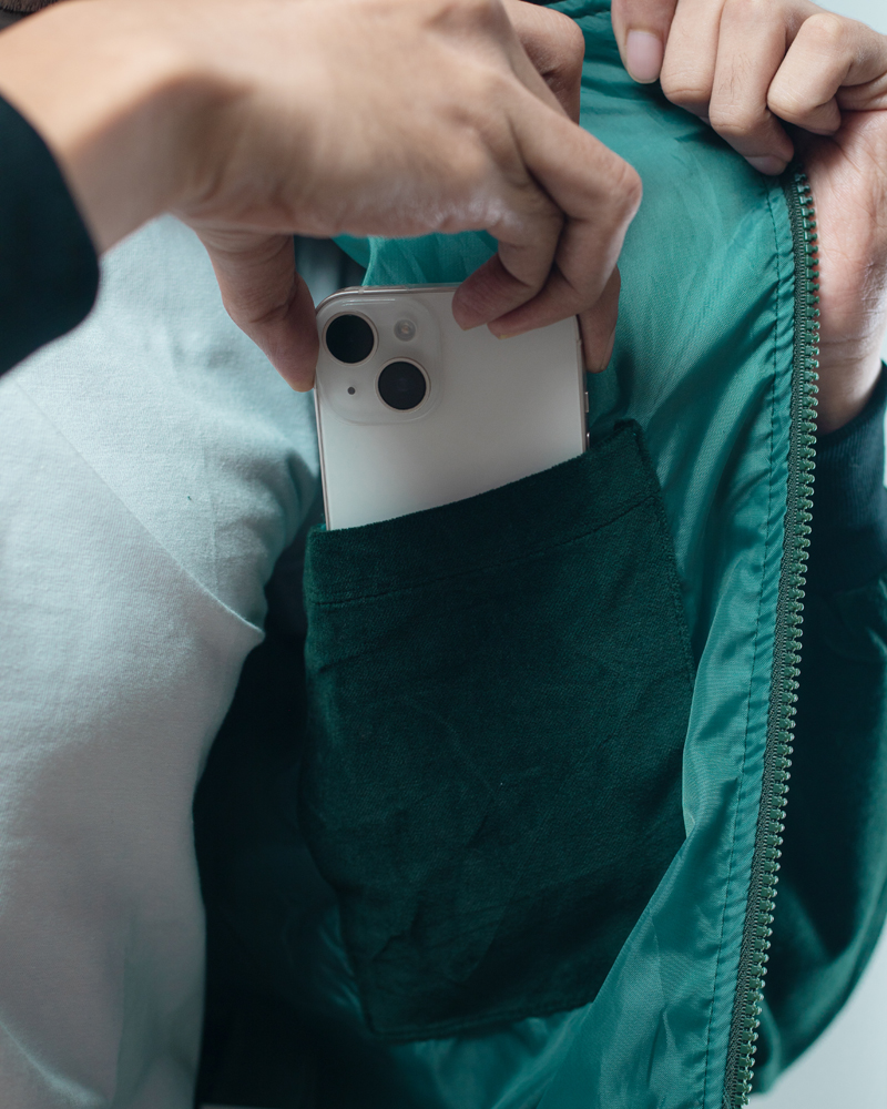 Velvet Bomber Jacket in Bottle Green - Image 7