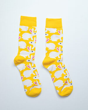 White Bunny | Premium Funky Unisex Socks in Yellow & White