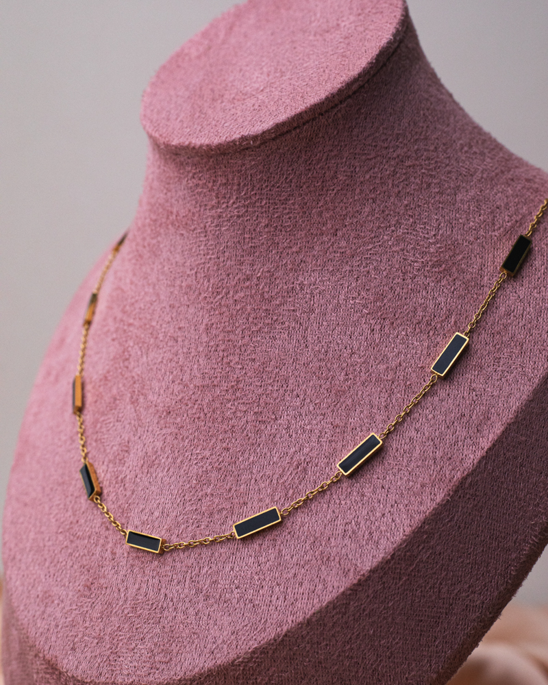 Women's Dainty Necklace with Rectangular Blocks - Image 2