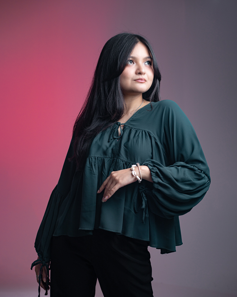 Women’s Georgette Pleated Flowy Top in Deep Green - Image 7