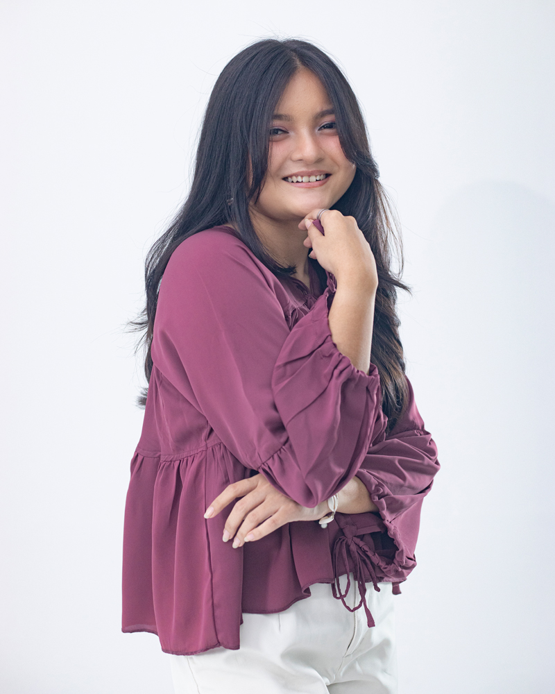 Women’s Georgette Pleated Flowy Top in Mauve - Image 7