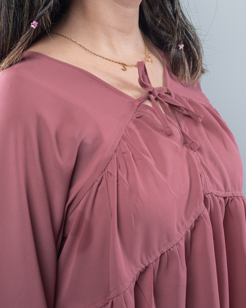 Women’s Georgette Pleated Flowy Top in Pink - Image 4