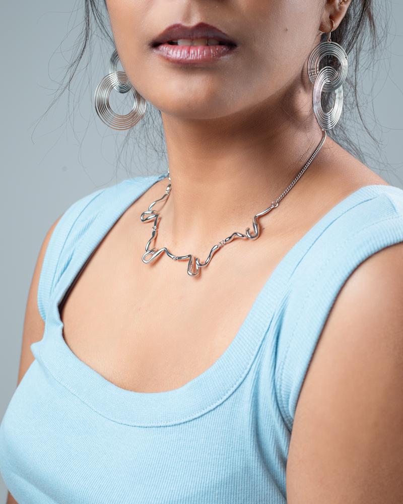 Women's Lava Drop Necklace in Silver - Image 2