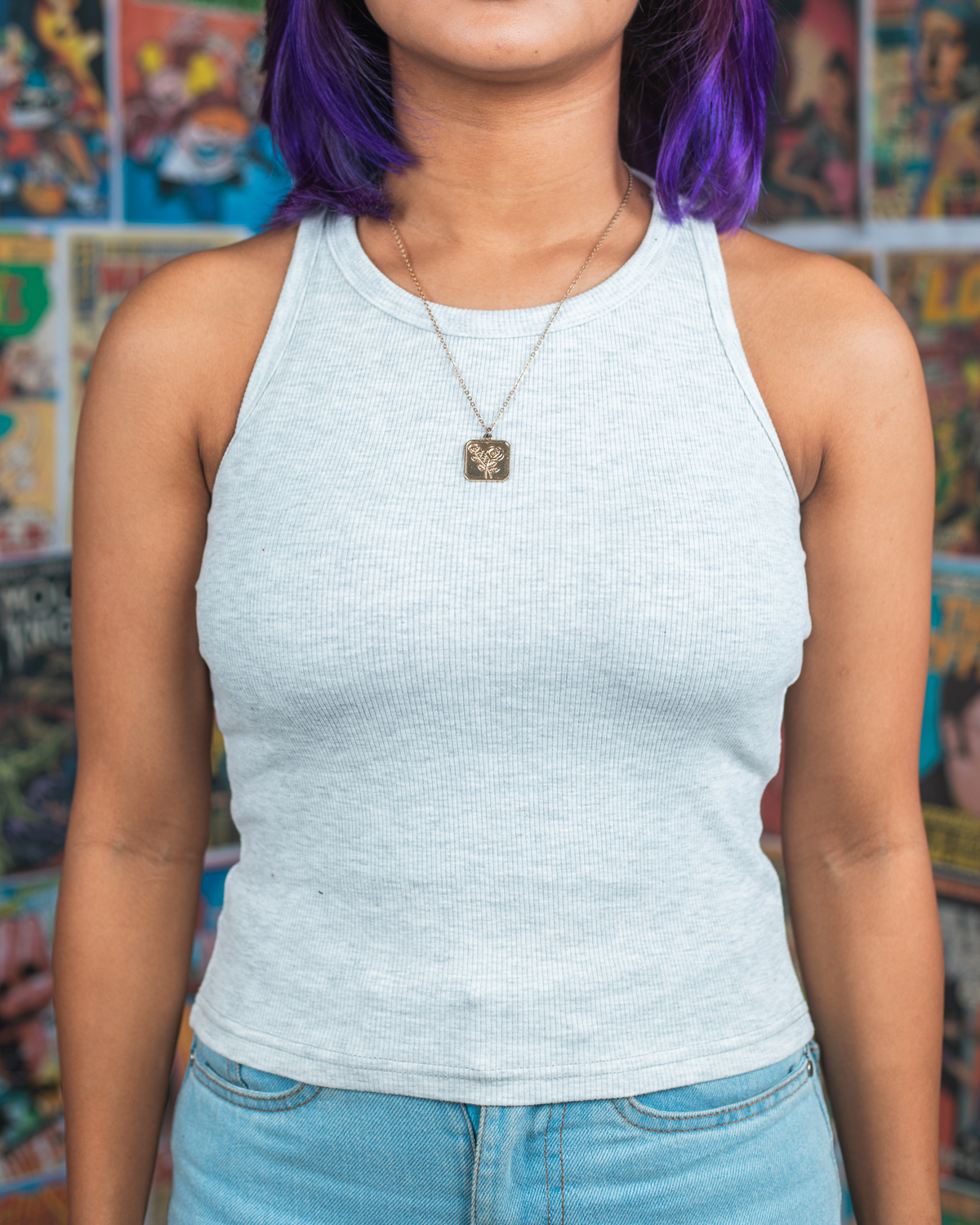 Women's Racerback Ribbed Tank Top in Ash - Image 2
