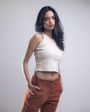 Women’s Racerback Ribbed Tank Top in Khaki