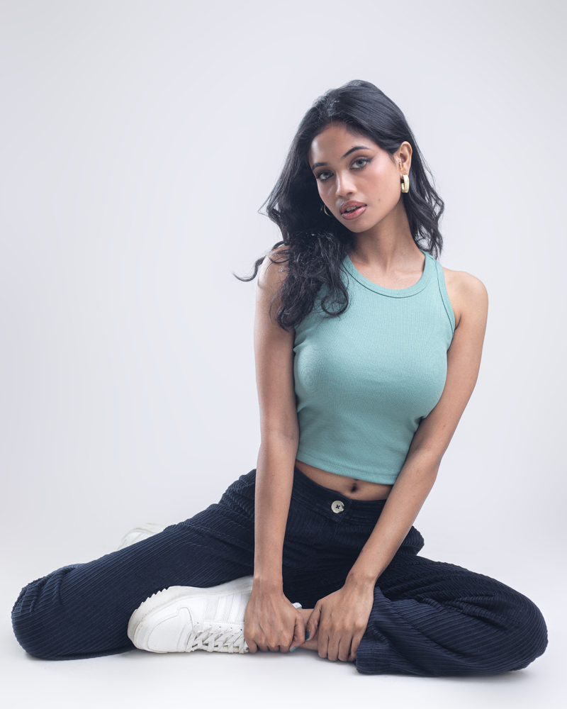 Women’s Racerback Ribbed Tank Top in Pastel Green - Image 3