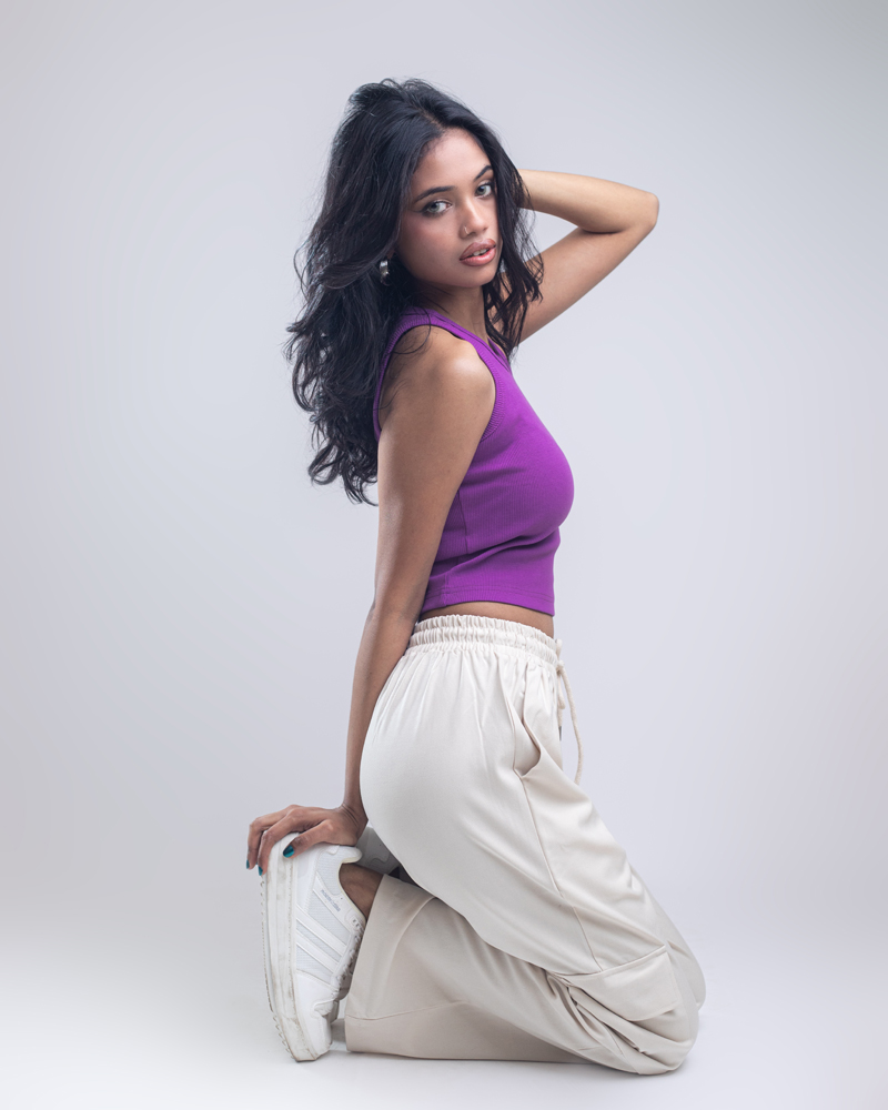 Women’s Racerback Ribbed Tank Top in Violet - Image 3