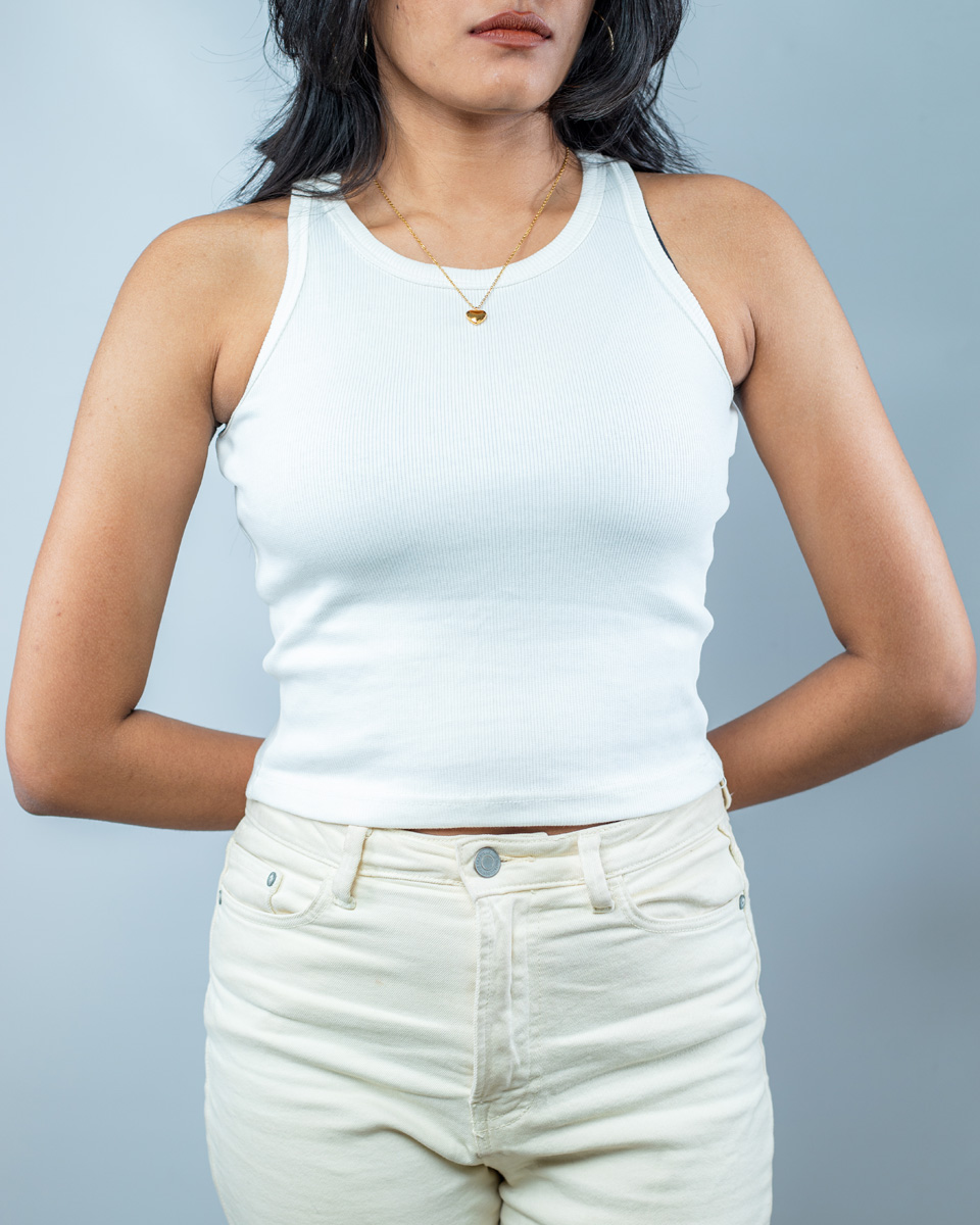 Women’s Racerback Ribbed Tank Top in White - Image 2