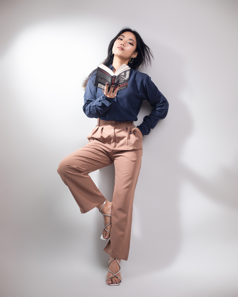 Women's Straight Fit Pleated Formal Pants in Brown - Image 2