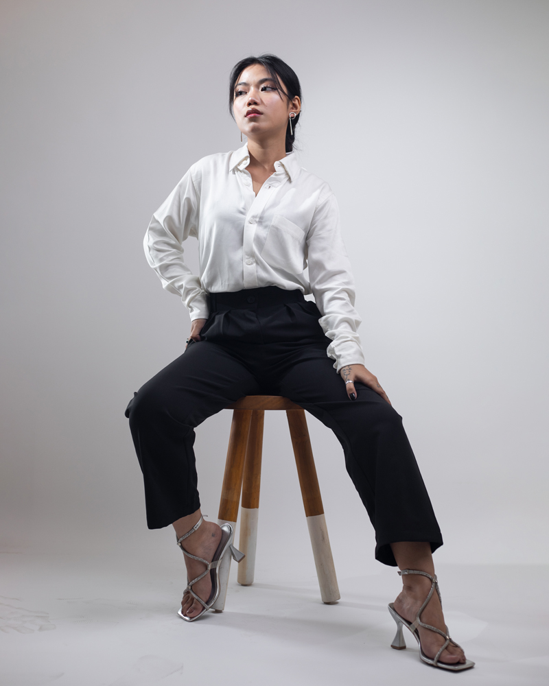Women's Straight Fit Pleated Formal Pants in Deep Black - Image 2