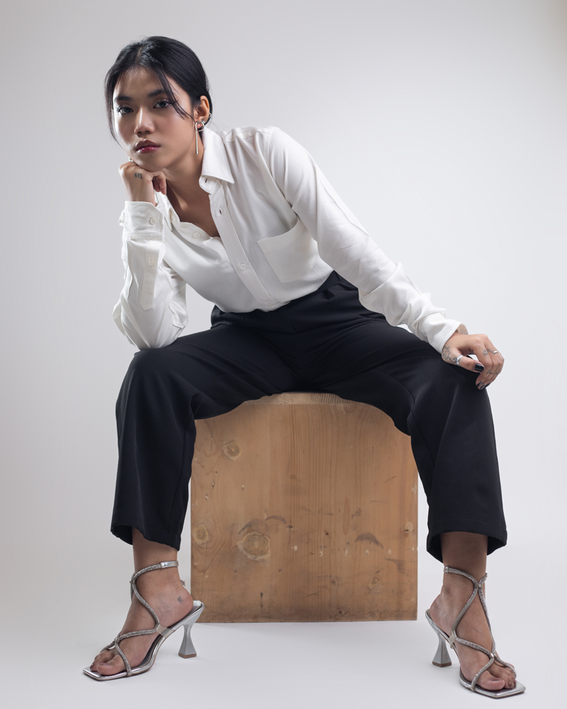 Women's Straight Fit Pleated Formal Pants in Deep Black - Image 7