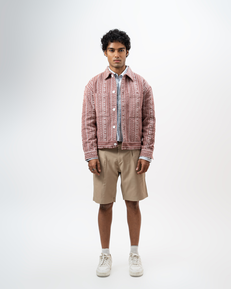 Aztec Weave Jacket in Dusty Pink - Image 4
