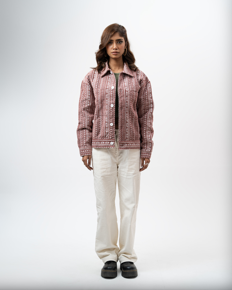 Aztec Weave Jacket in Dusty Pink - Image 5