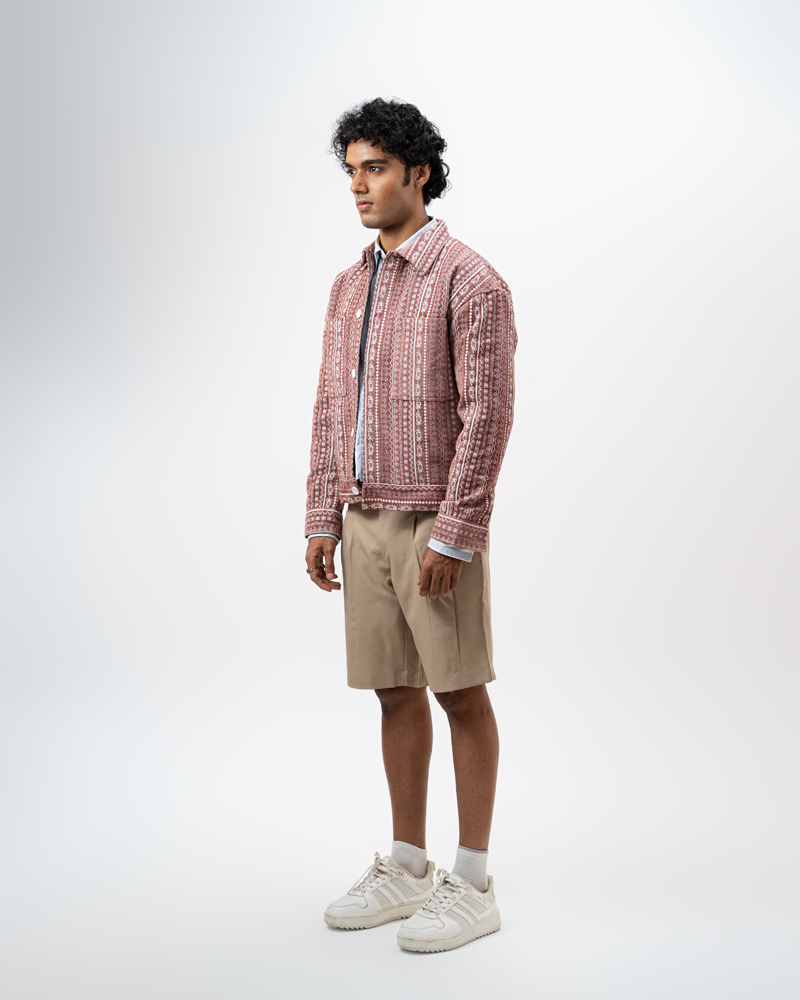 Aztec Weave Jacket in Dusty Pink - Image 6