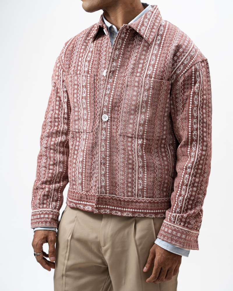Aztec Weave Jacket in Dusty Pink - Image 10