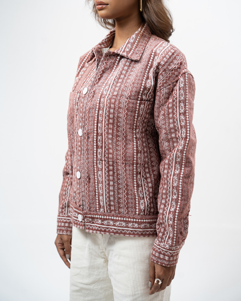 Aztec Weave Jacket in Dusty Pink - Image 11