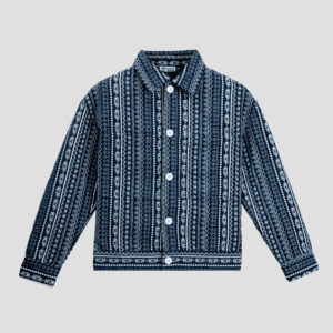Aztec Weave Jacket in Navy Blue
