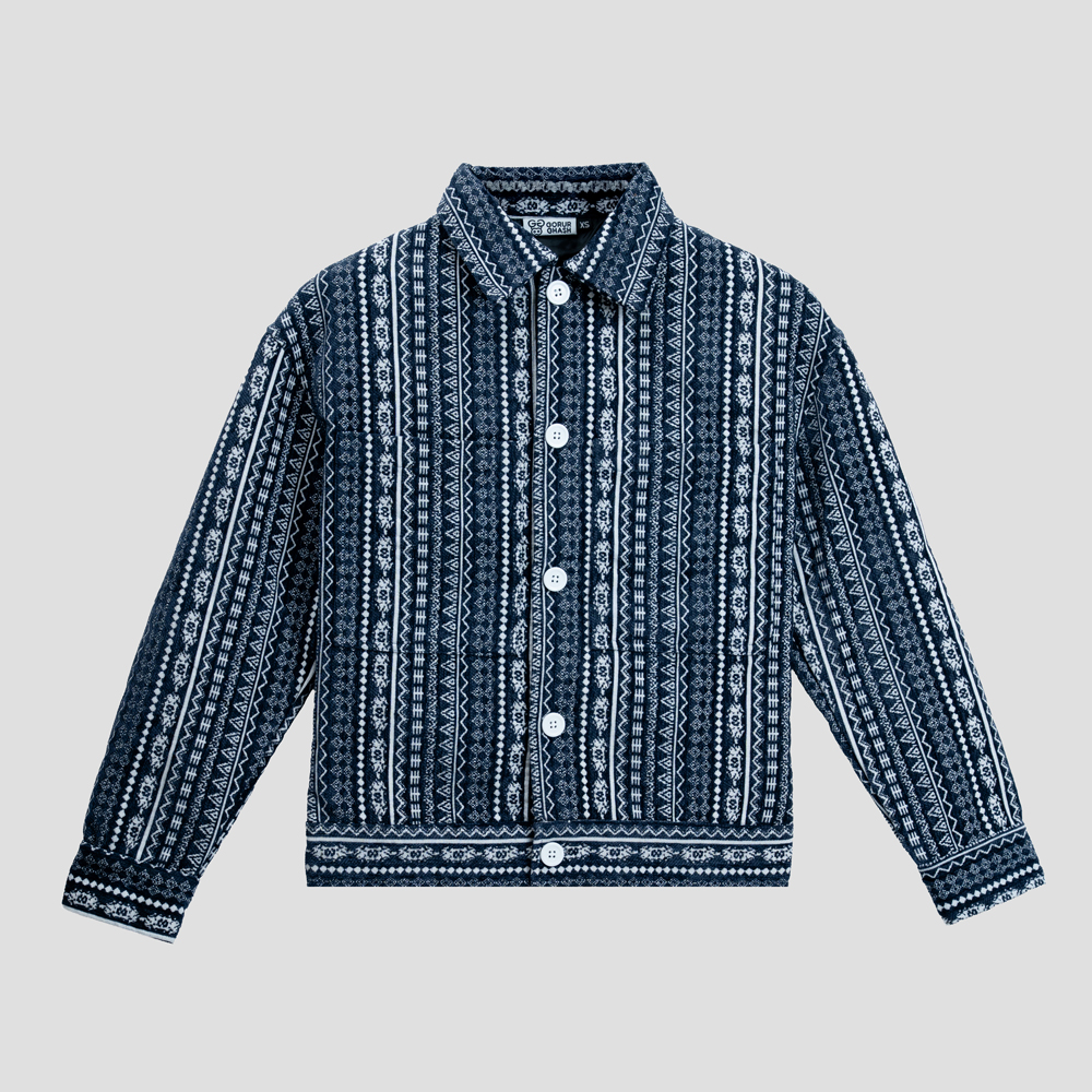 Aztec Weave Jacket in Navy Blue