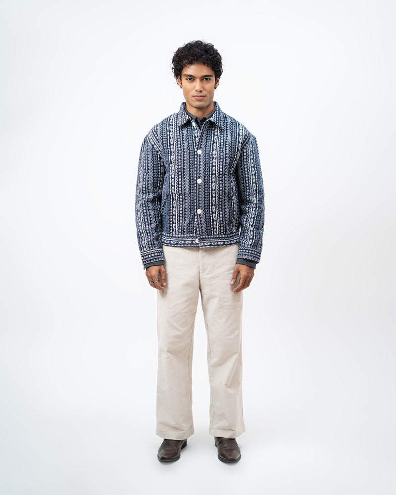 Aztec Weave Jacket in Navy Blue - Image 4