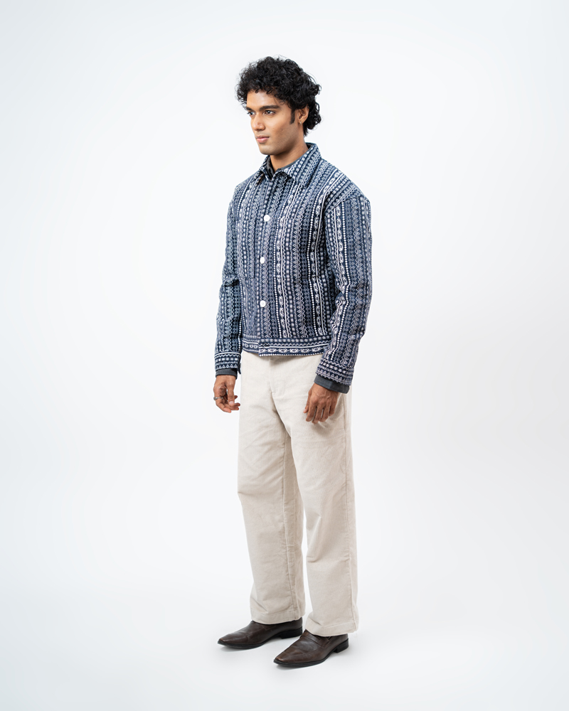 Aztec Weave Jacket in Navy Blue - Image 6