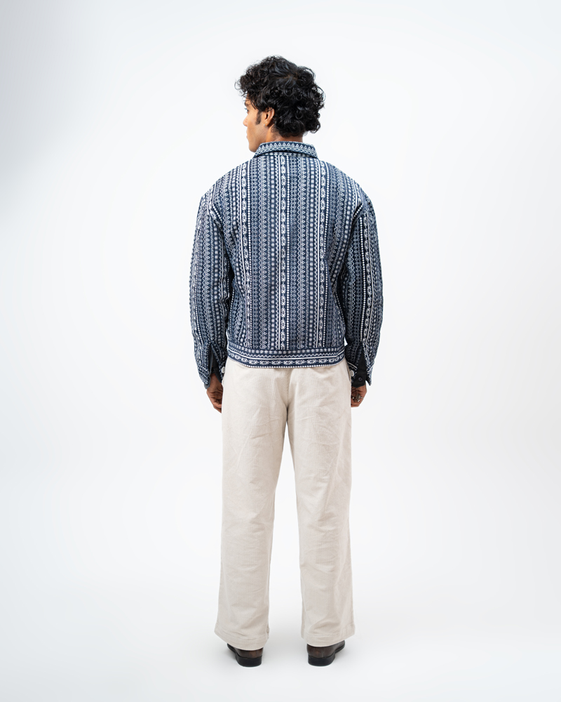 Aztec Weave Jacket in Navy Blue - Image 8