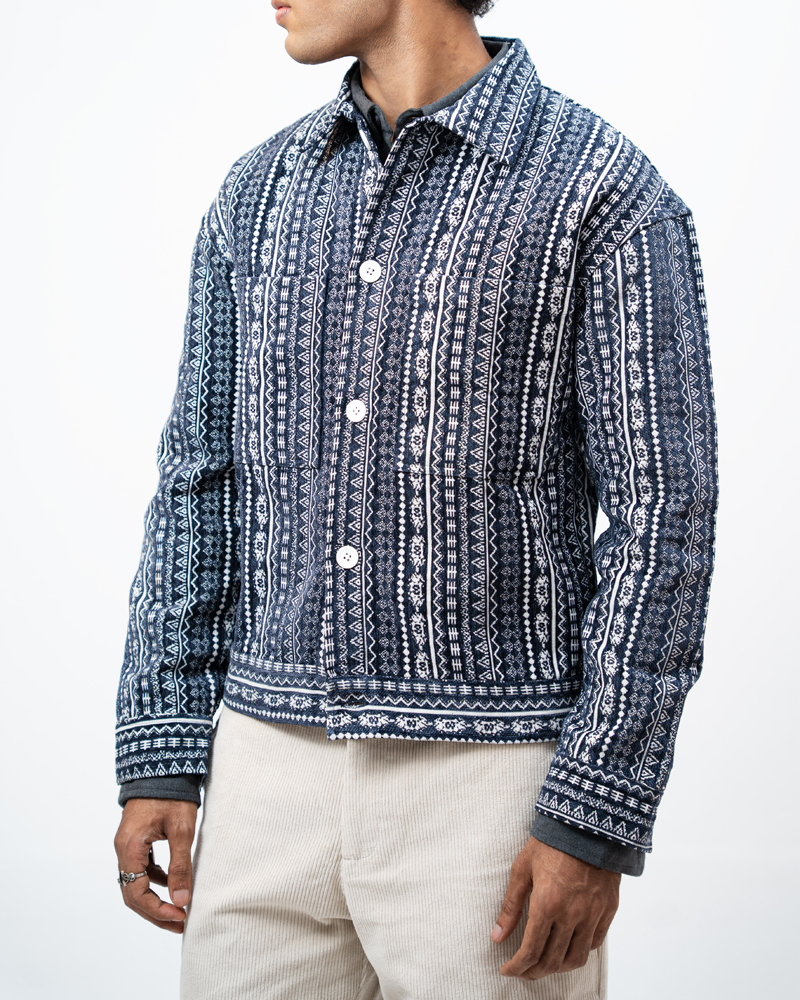Aztec Weave Jacket in Navy Blue - Image 10