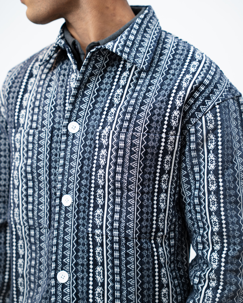 Aztec Weave Jacket in Navy Blue - Image 12