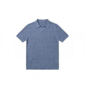Braided Cable Knit Polo in Cornflower Blue