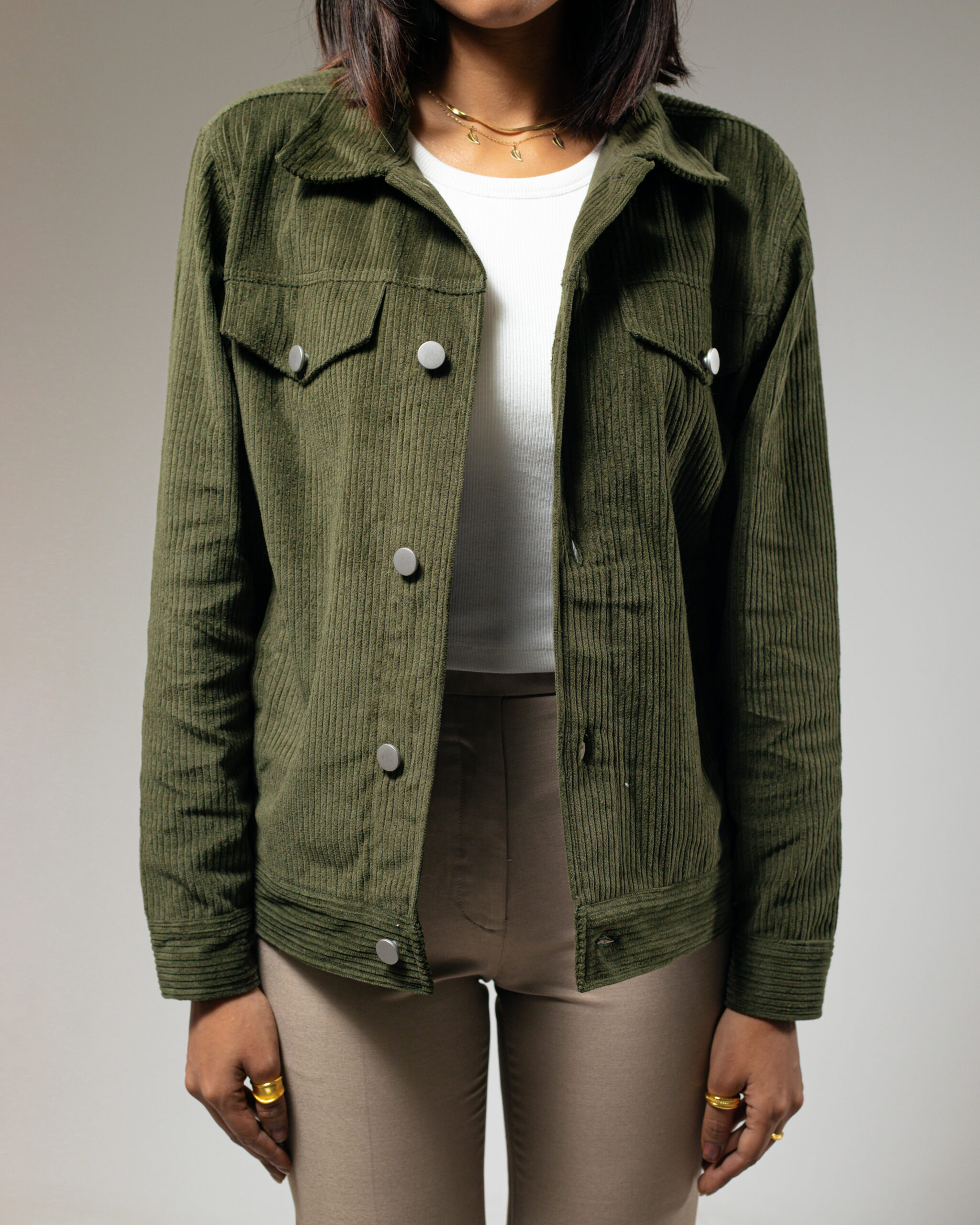 Corduroy Jacket in Olive - Image 10