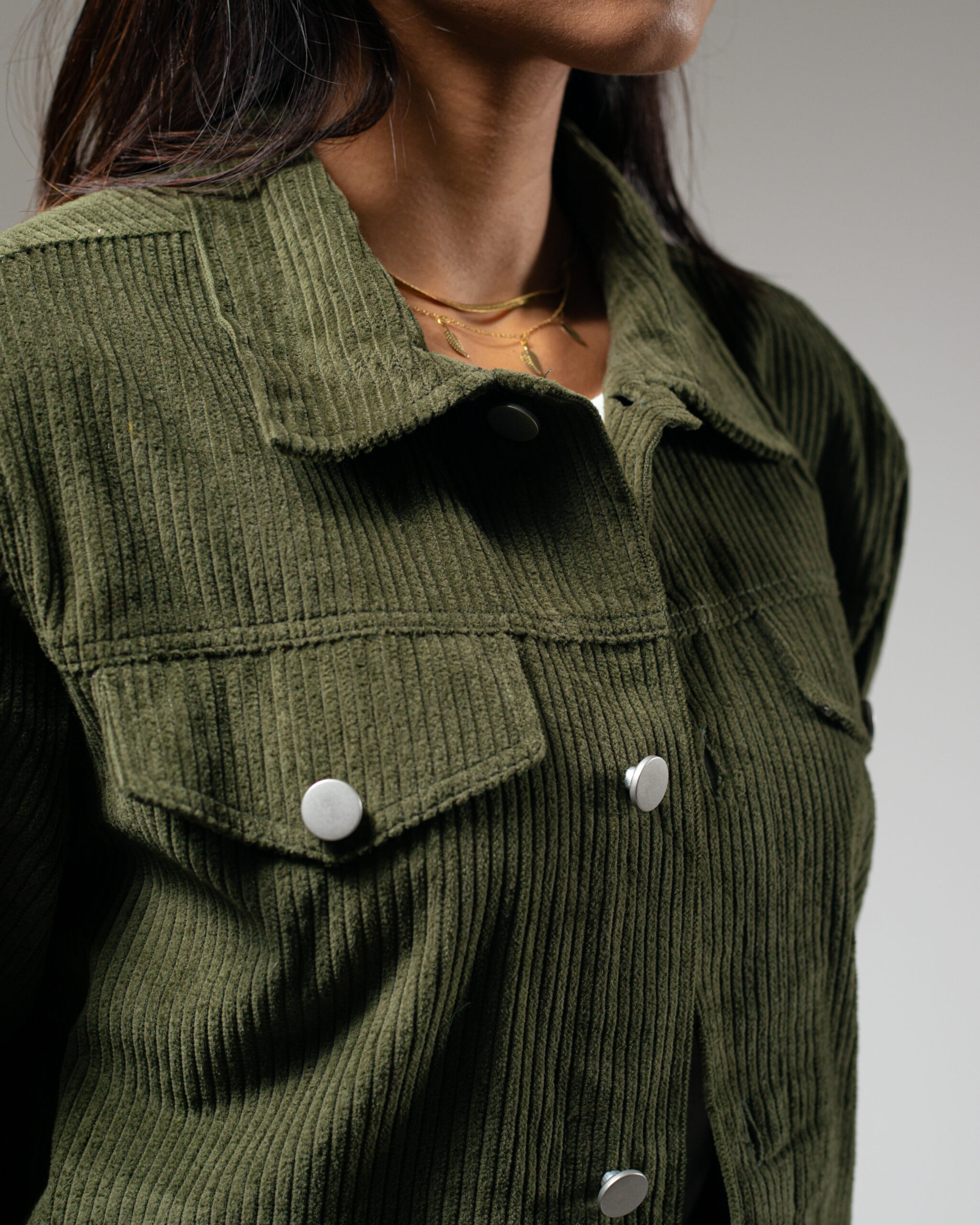 Corduroy Jacket in Olive - Image 11
