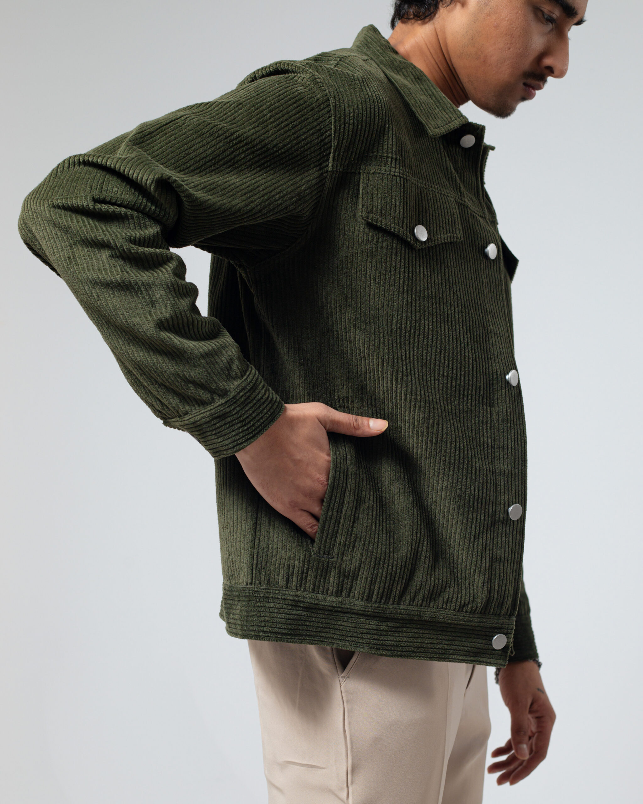 Corduroy Jacket in Olive - Image 6