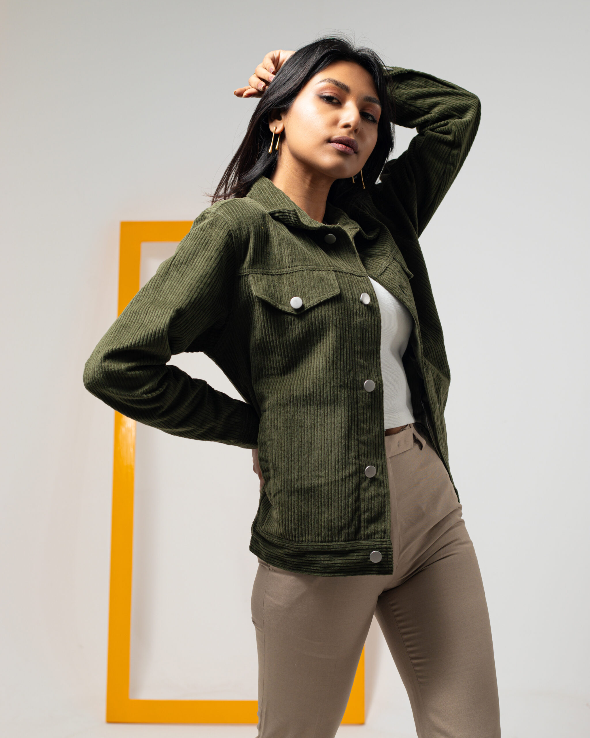 Corduroy Jacket in Olive - Image 9