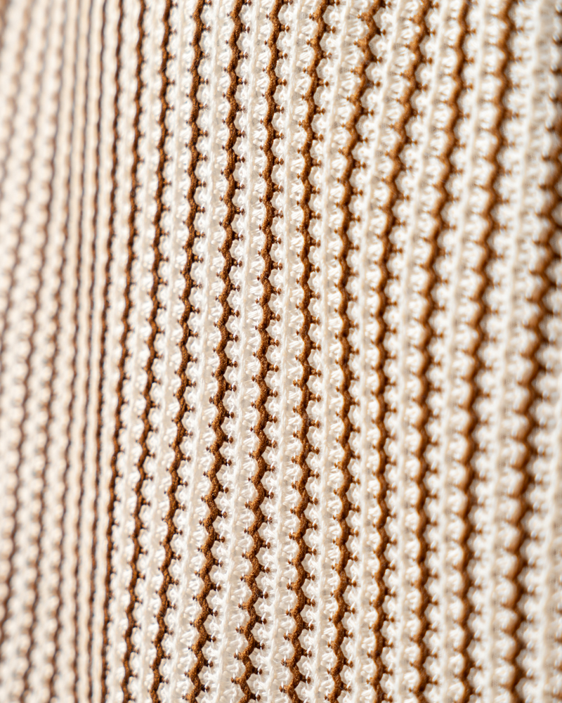 Crochet Shirt in Beige with Brown Stripes - Image 2