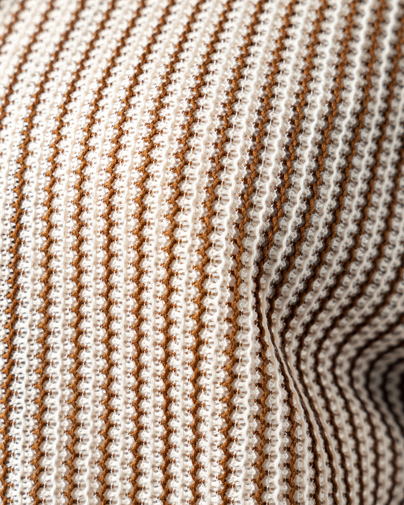 Crochet Shirt in Beige with Brown Stripes - Image 3