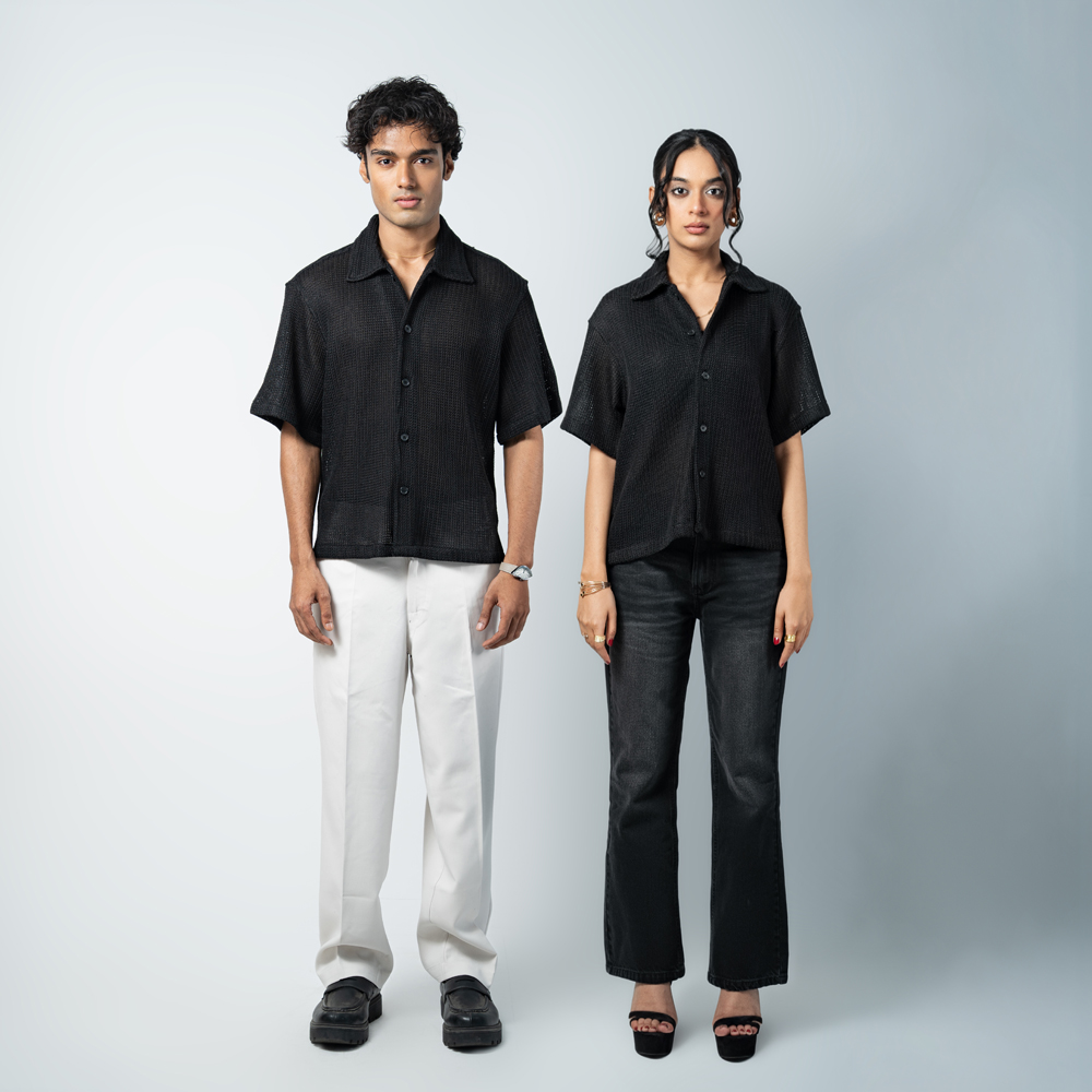 Crochet Shirt in Black - Image 3