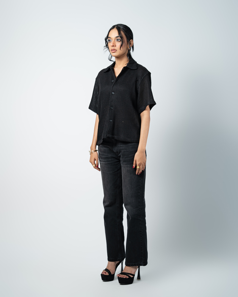 Crochet Shirt in Black - Image 7