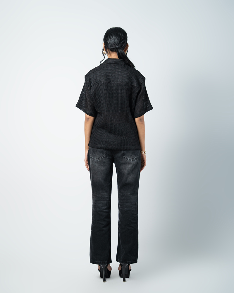 Crochet Shirt in Black - Image 9