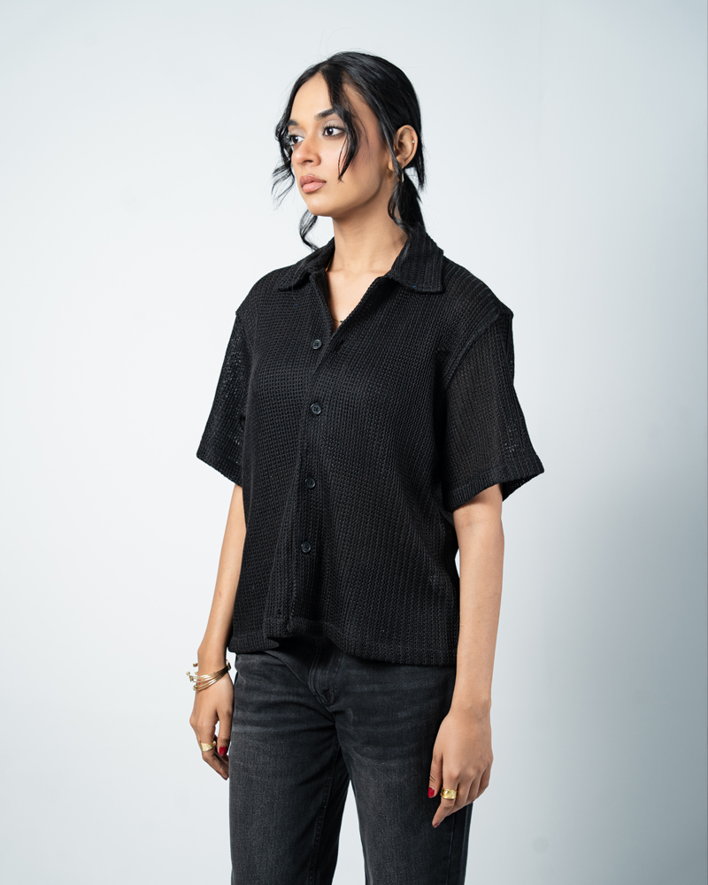Crochet Shirt in Black - Image 11