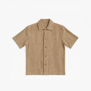 Crochet Shirt in Brown with Stripes