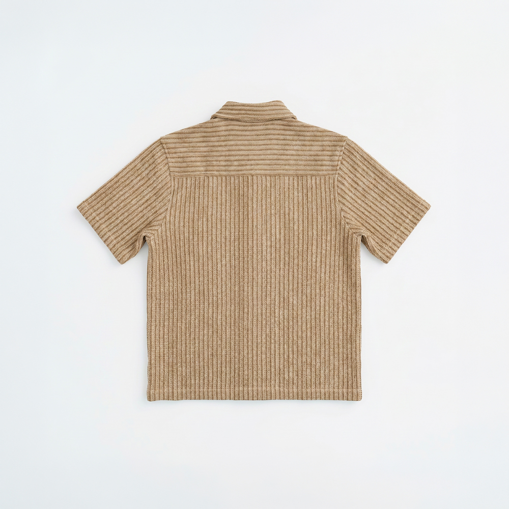Crochet Shirt in Brown with Stripes - Image 2