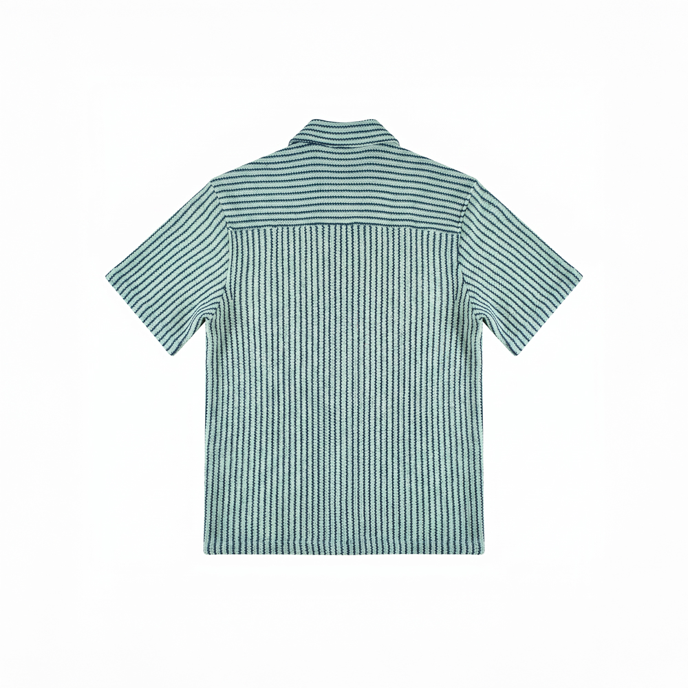Crochet Shirt in Mint with Navy Stripes - Image 2
