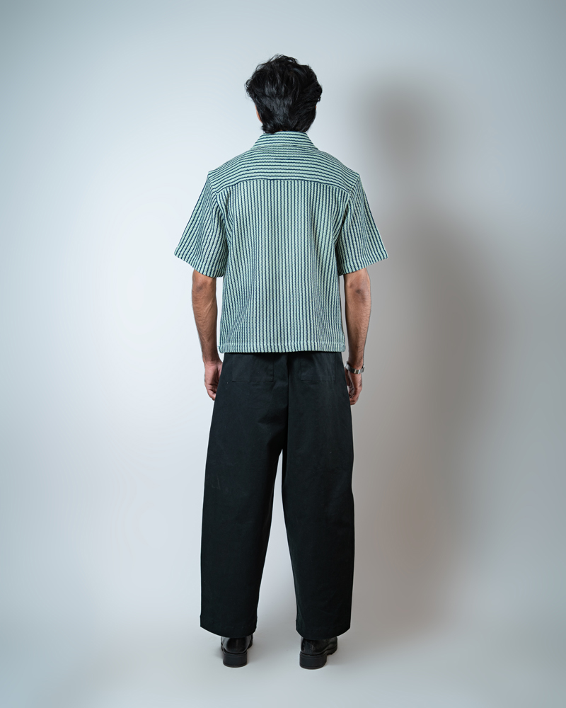 Crochet Shirt in Mint with Navy Stripes - Image 6