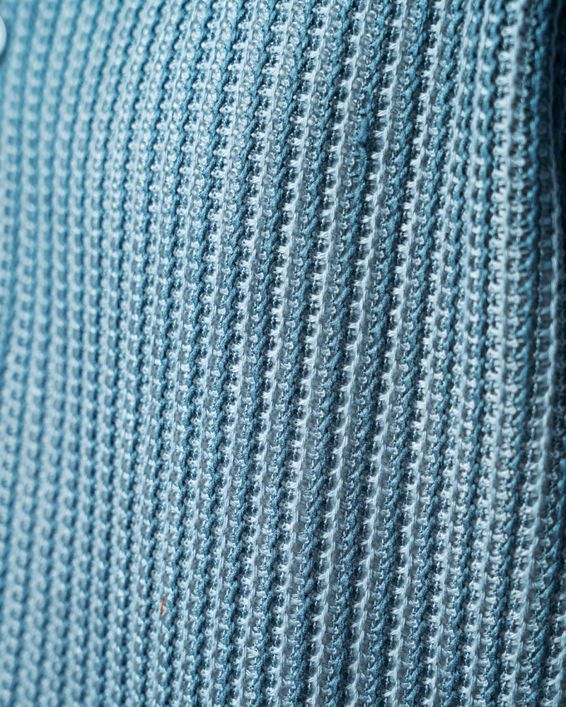 Crochet Shirt in Slate Blue with Stripes - Image 2